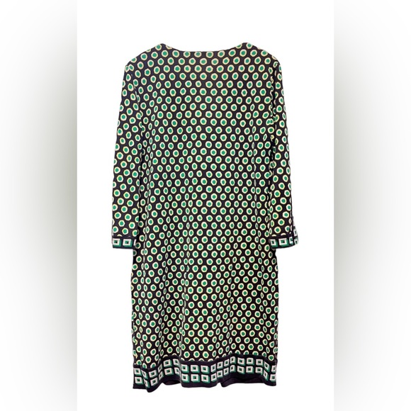 Diane Von Furstenberg Silk Jersey Shirt Dress Green Black Print Button Up Size 2 - Picture 7 of 11